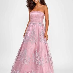 Elegant Pink Strapless Gown